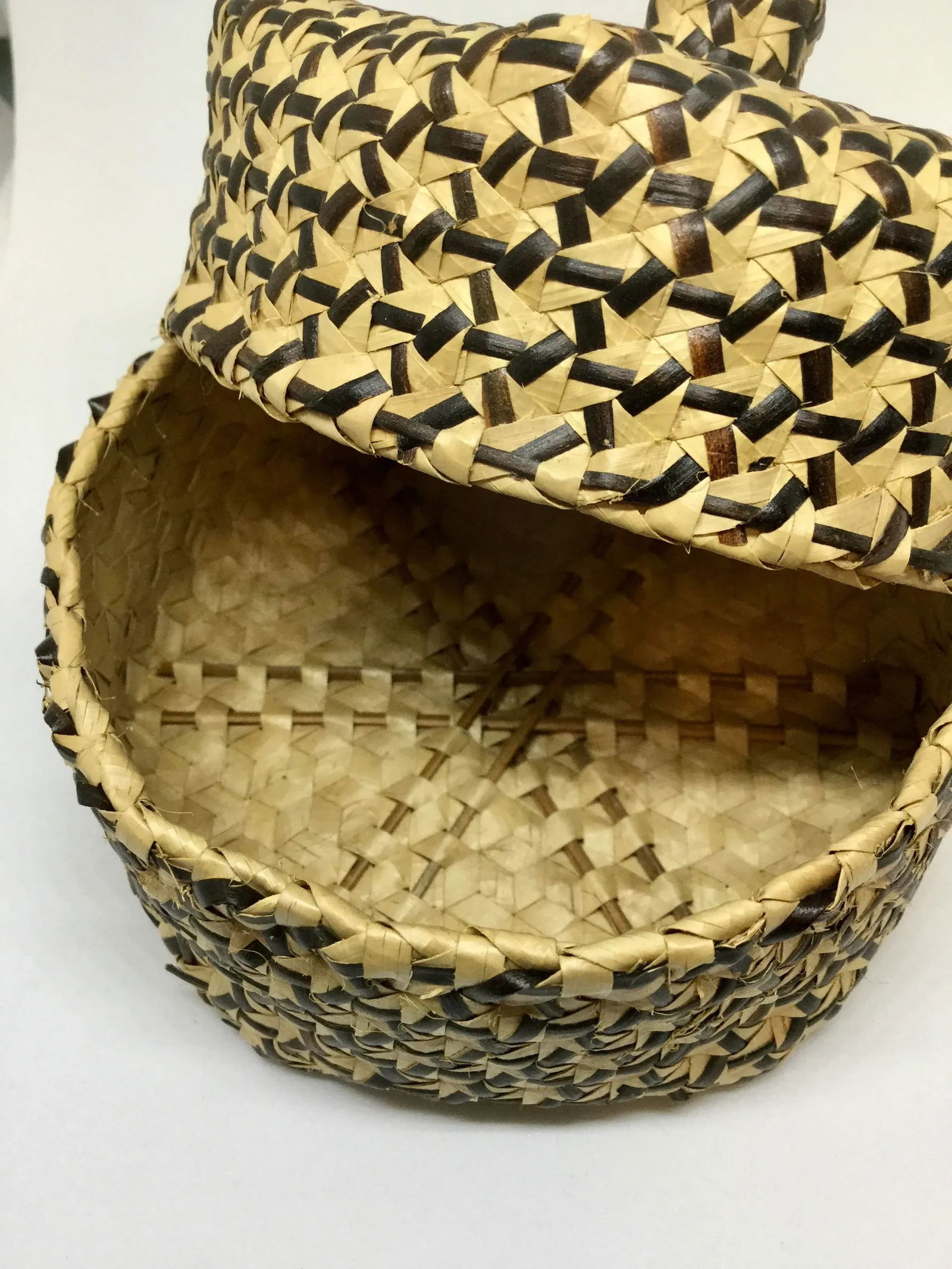 Vintage Covered Lidded Basket Box Circa 1890s - 8
