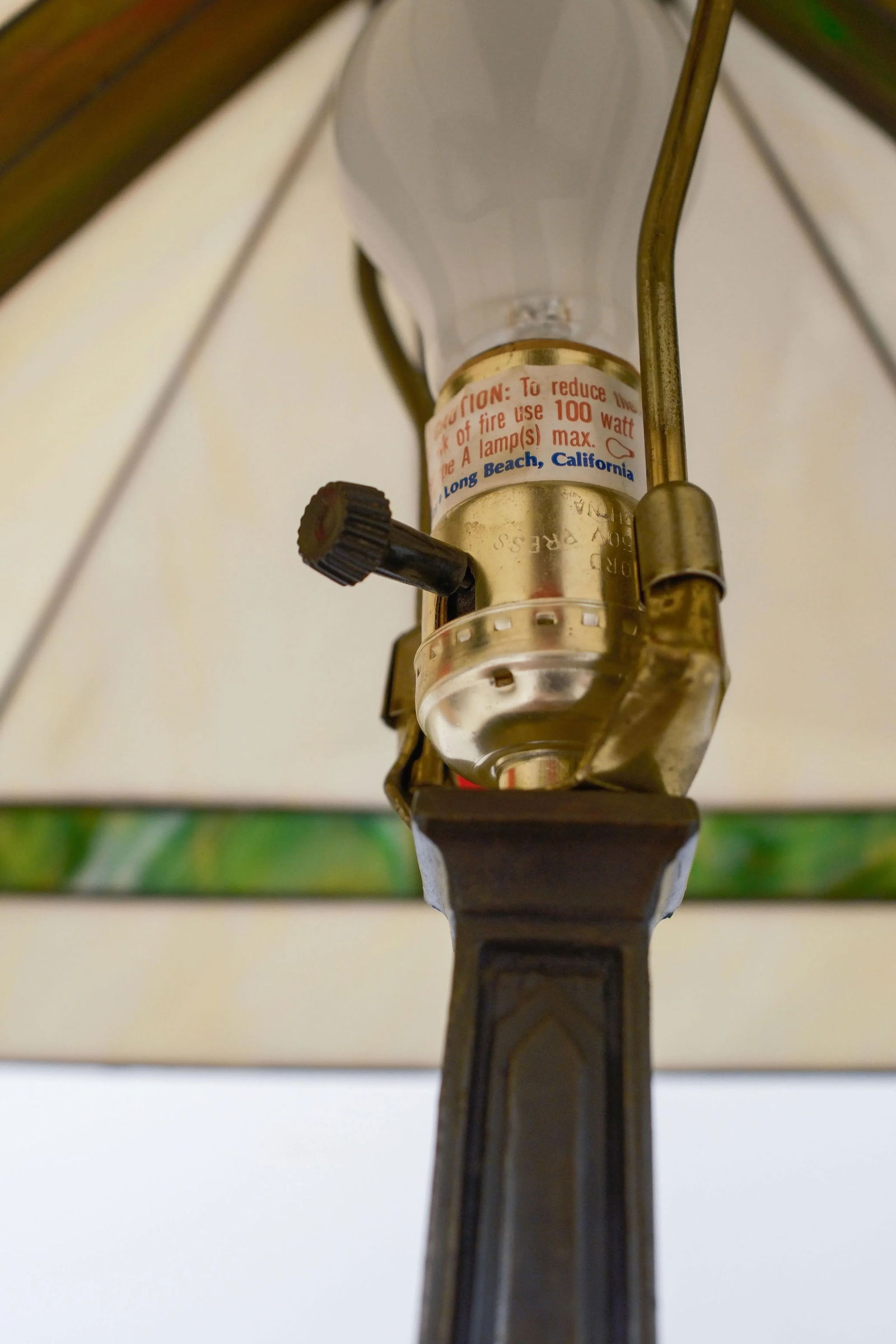 Pair Arts & Crafts Leaded Glass Slag Glass Lamps - 11