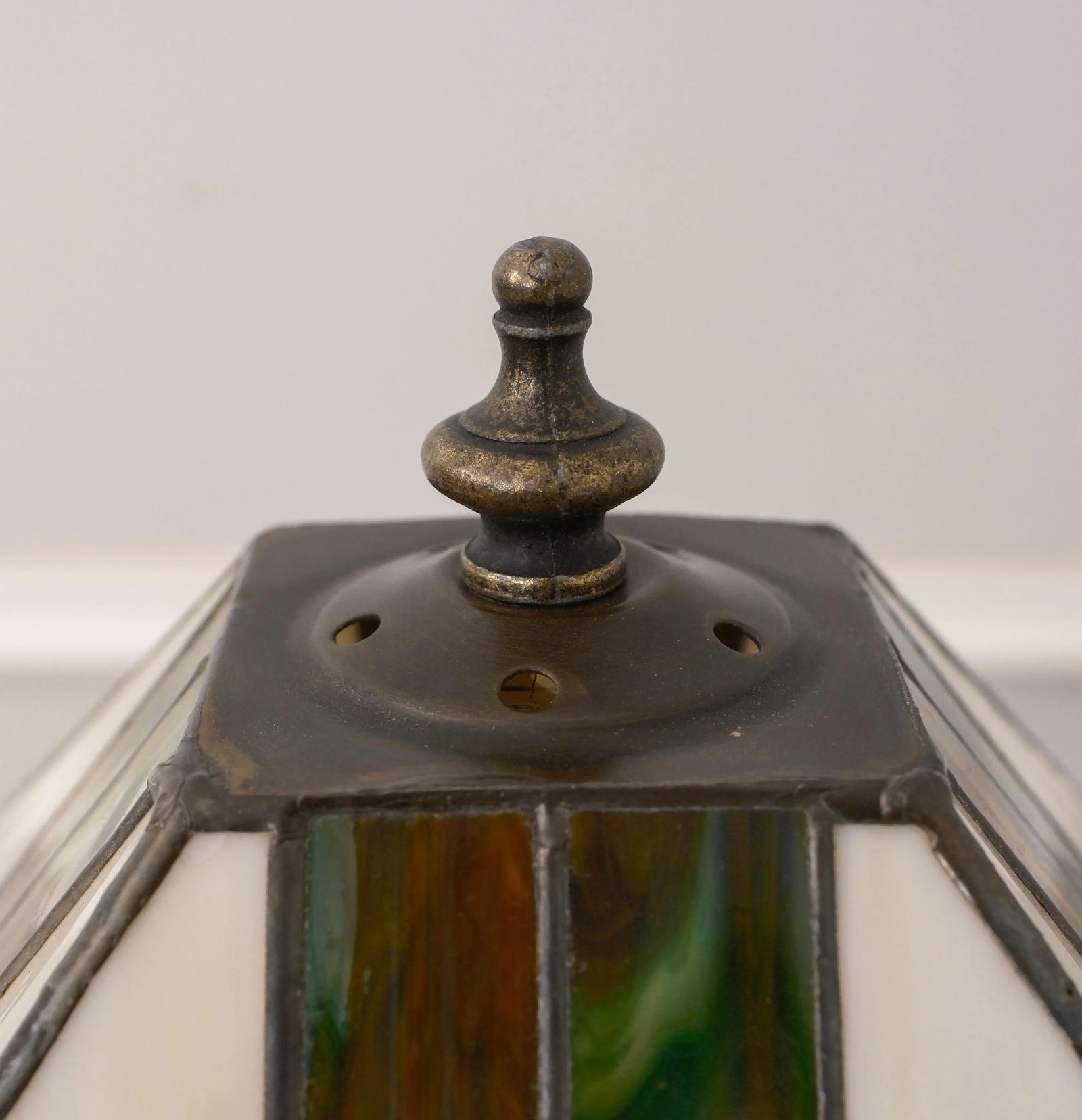 Pair Arts & Crafts Leaded Glass Slag Glass Lamps - 6