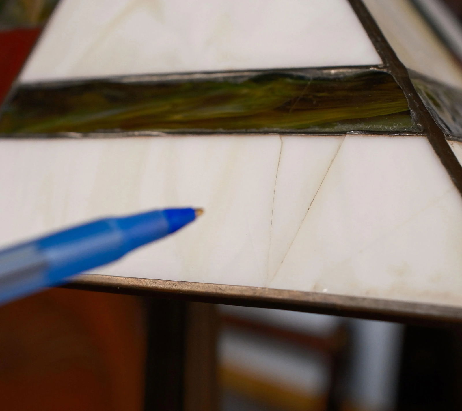 Pair Arts & Crafts Leaded Glass Slag Glass Lamps - 7