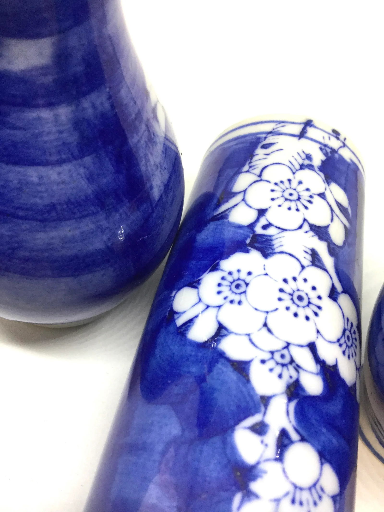 Antique Japanese Miniature Apple Blossom Bud Vases - Set of 3 - 12