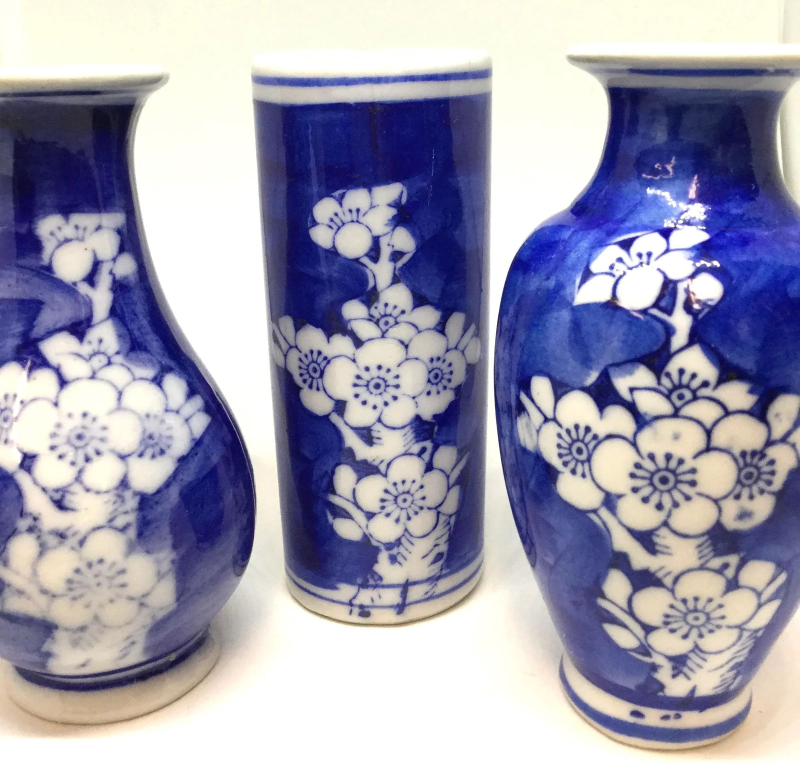 Antique Japanese Miniature Apple Blossom Bud Vases - Set of 3 - 4