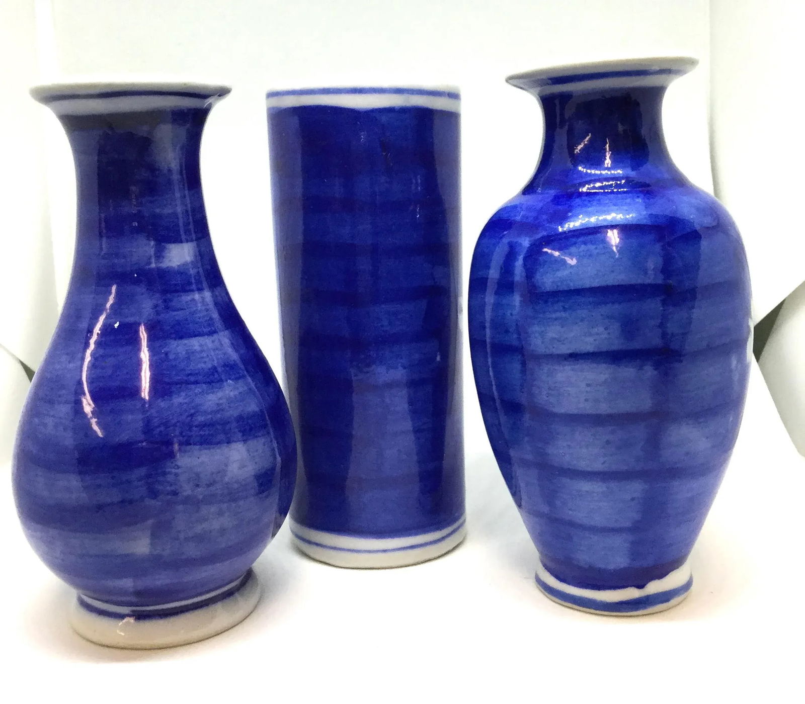 Antique Japanese Miniature Apple Blossom Bud Vases - Set of 3 - 6