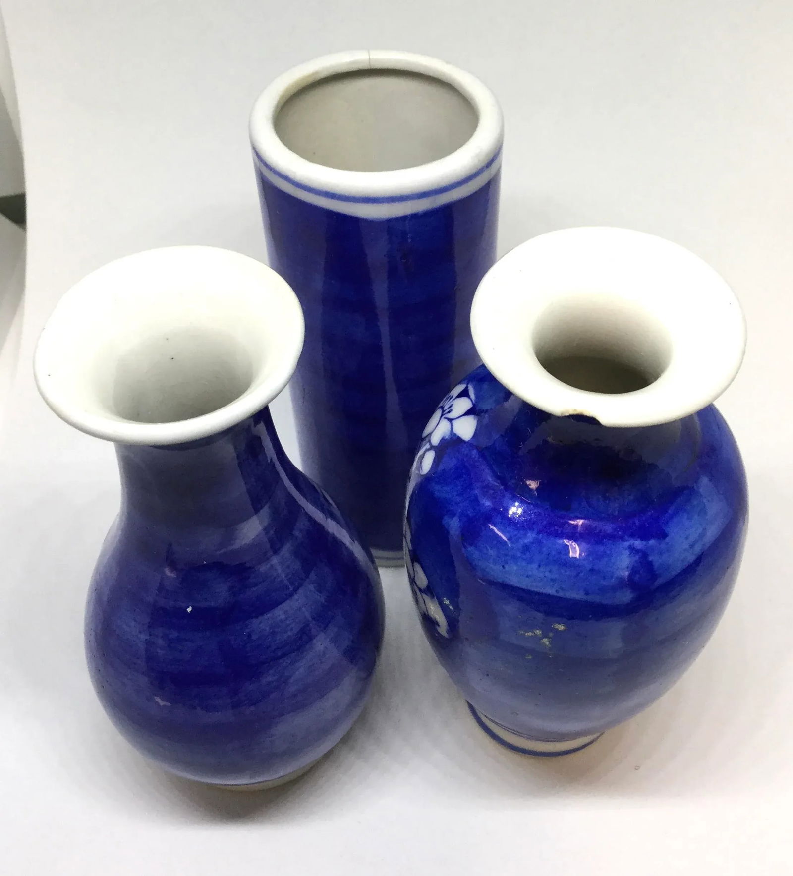 Antique Japanese Miniature Apple Blossom Bud Vases - Set of 3 - 7