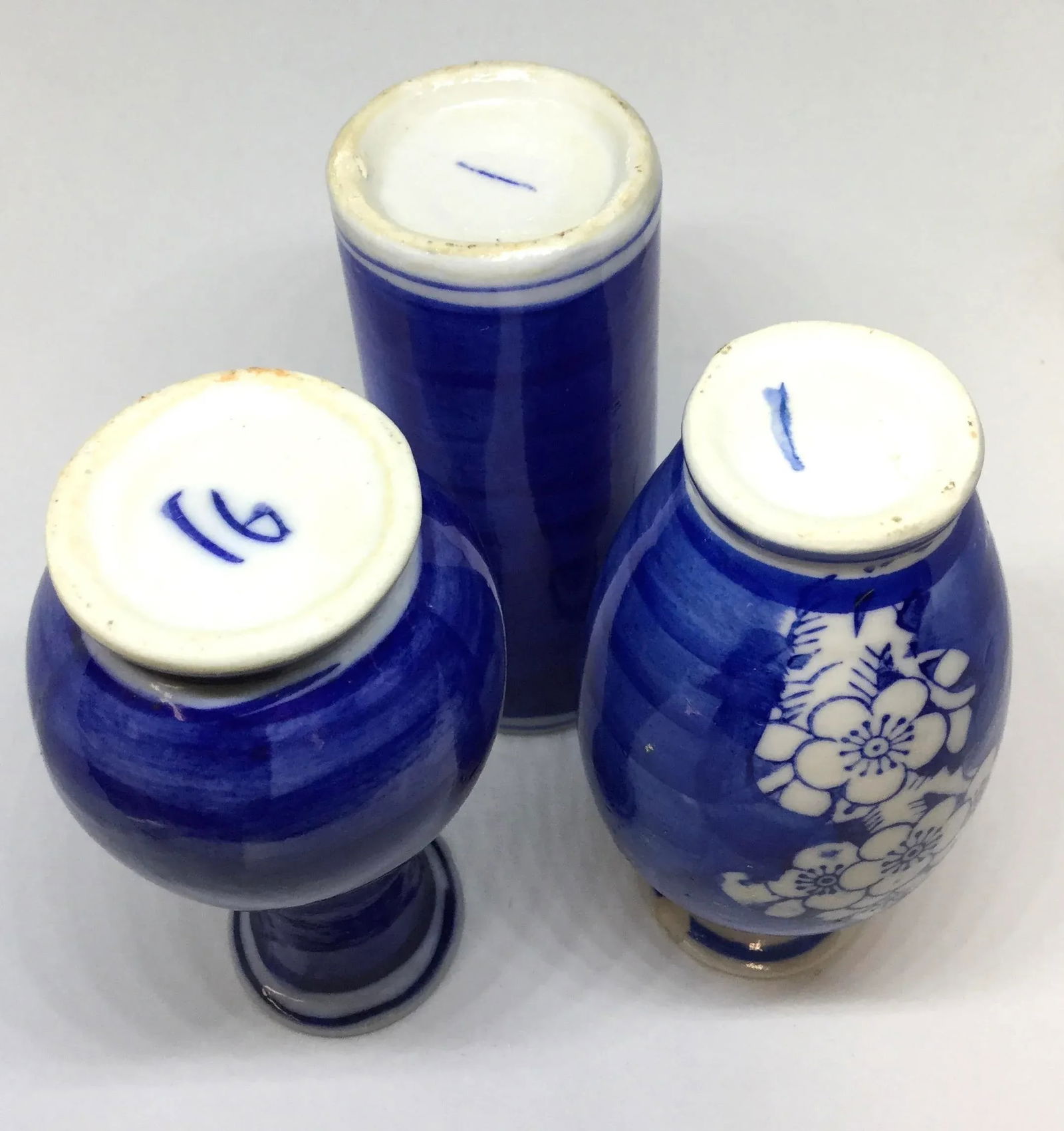 Antique Japanese Miniature Apple Blossom Bud Vases - Set of 3 - 9