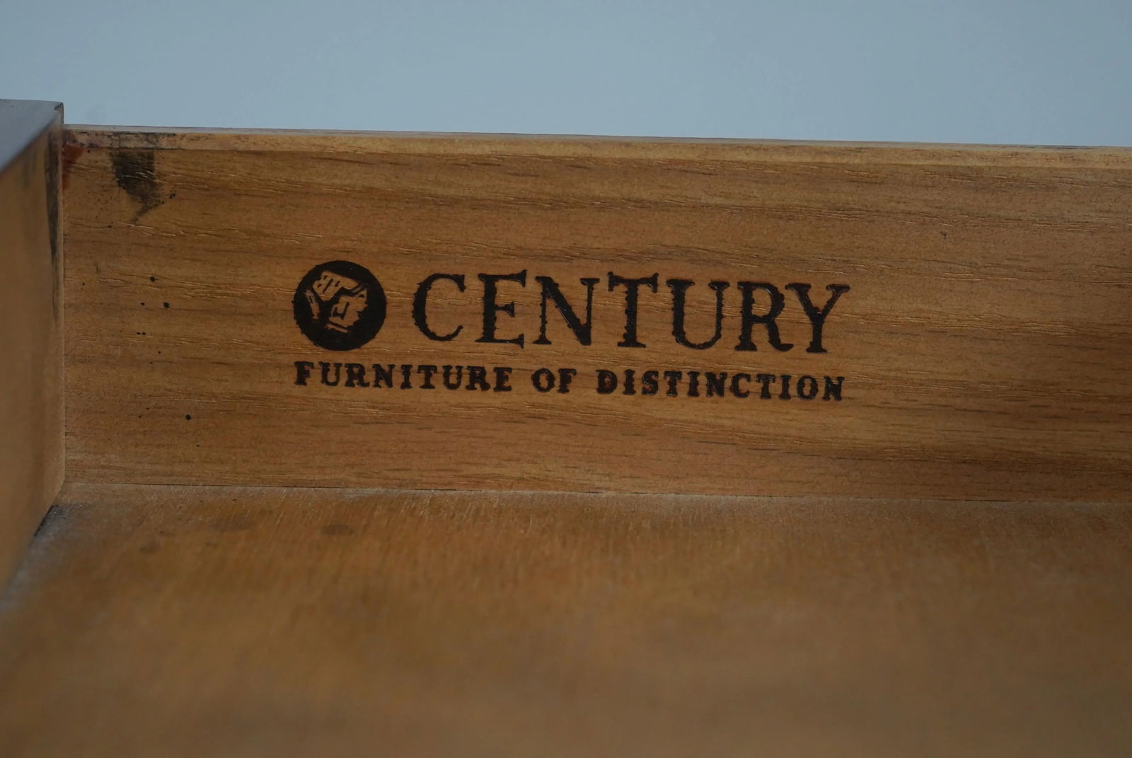 Century Ebonized Rectangular Burl Top 1 Drawer End Table - 12