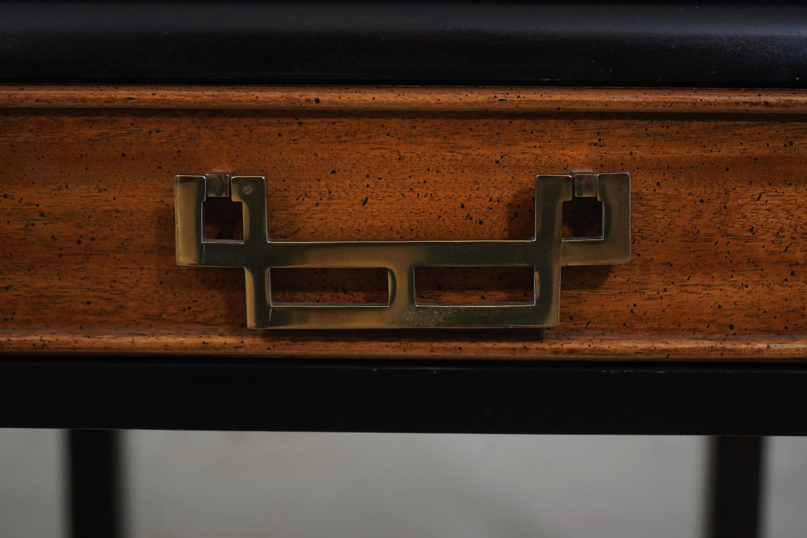 Century Ebonized Rectangular Burl Top 1 Drawer End Table - 7