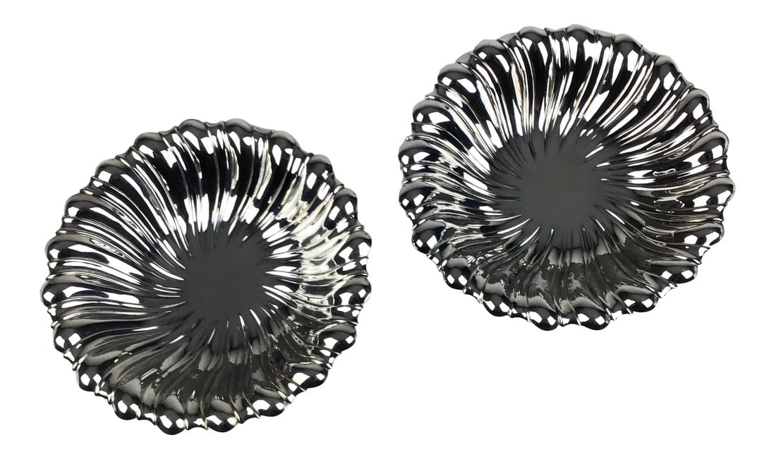 1990s Swirling Silver Plate Condiments Serving Dishes - a Pair (1 of 10)