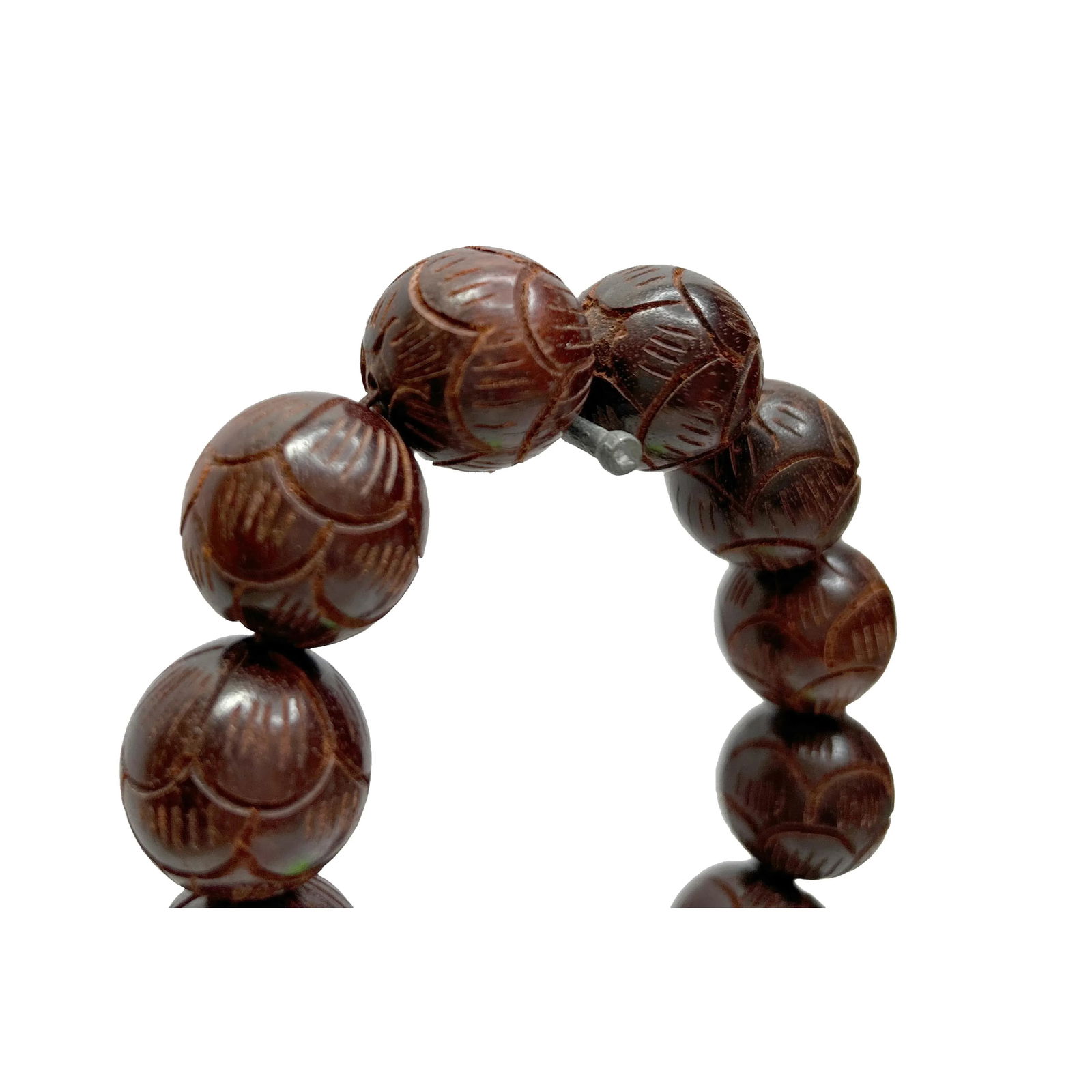 Chinese Rosewood Carved Beads Hand Rosary Praying Bracelet - 6