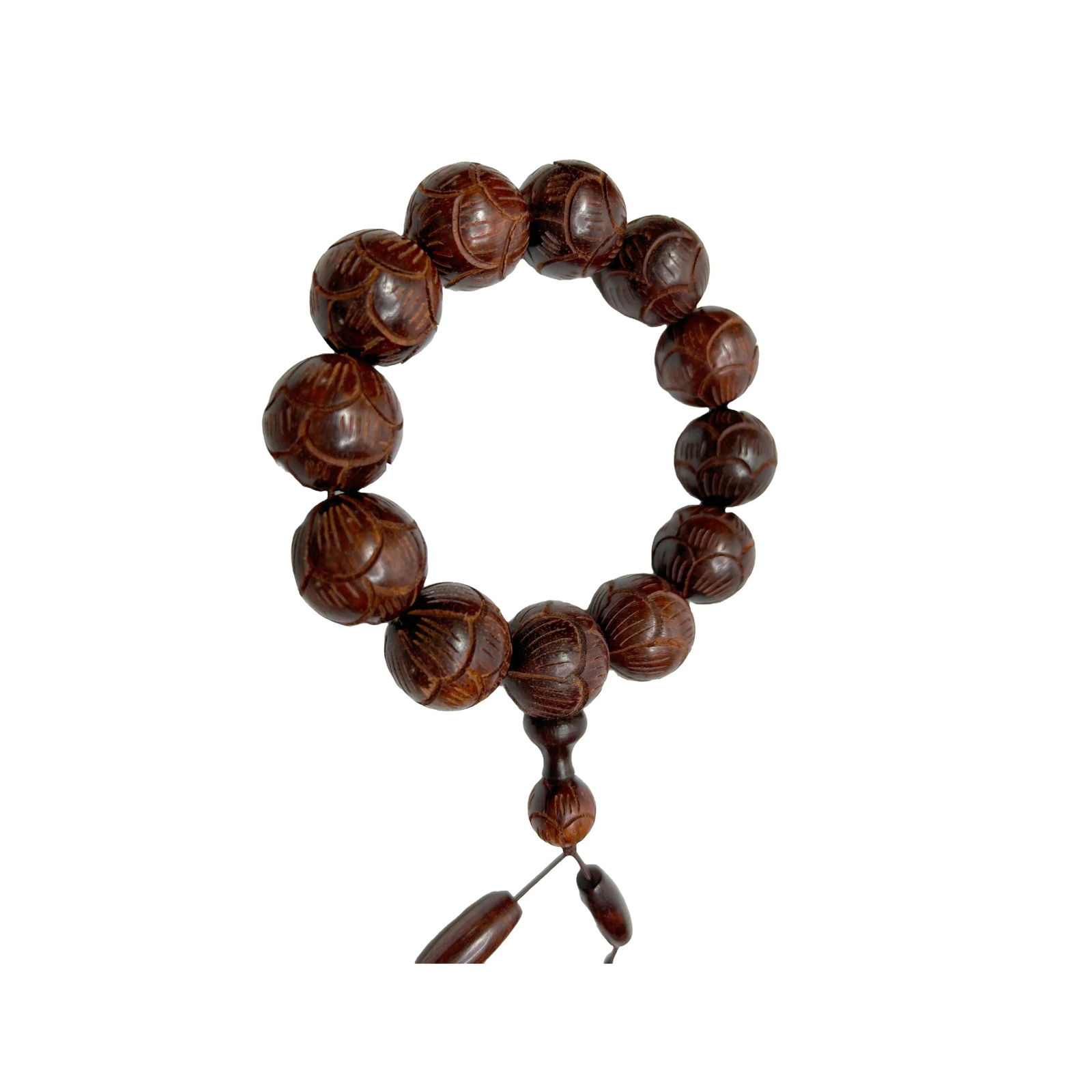 Chinese Rosewood Carved Beads Hand Rosary Praying Bracelet - 7