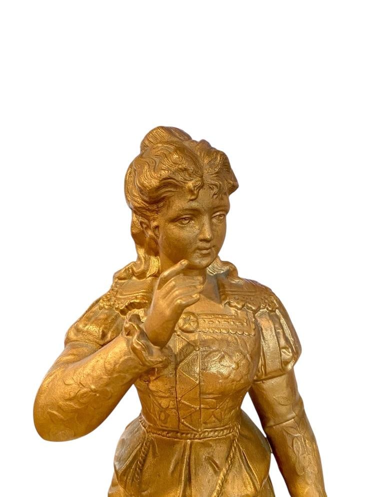 Pair of Mid Century, Marbro Lamp Co. Metal & Gold Plaster Painted Finish Woman & Man Table Lamps Wit - 2