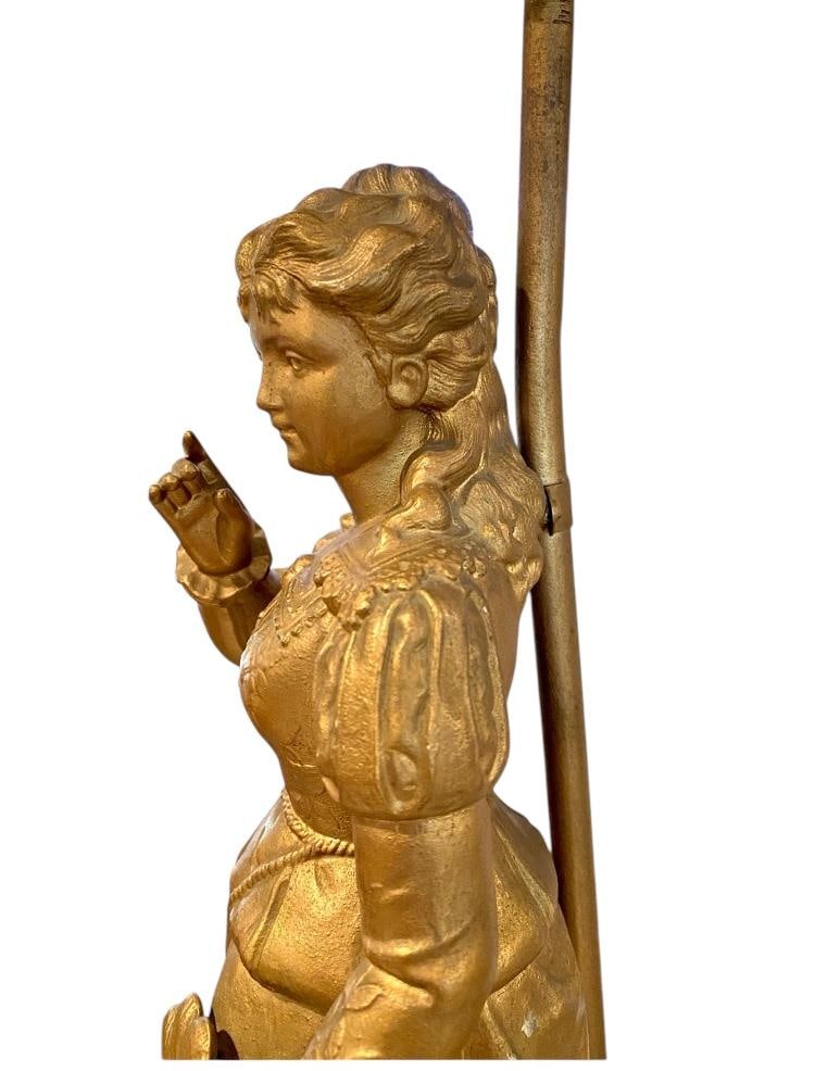 Pair of Mid Century, Marbro Lamp Co. Metal & Gold Plaster Painted Finish Woman & Man Table Lamps Wit - 3