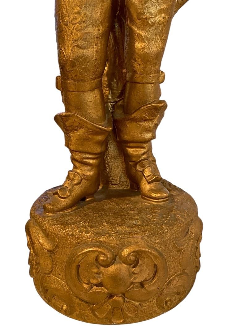 Pair of Mid Century, Marbro Lamp Co. Metal & Gold Plaster Painted Finish Woman & Man Table Lamps Wit - 5