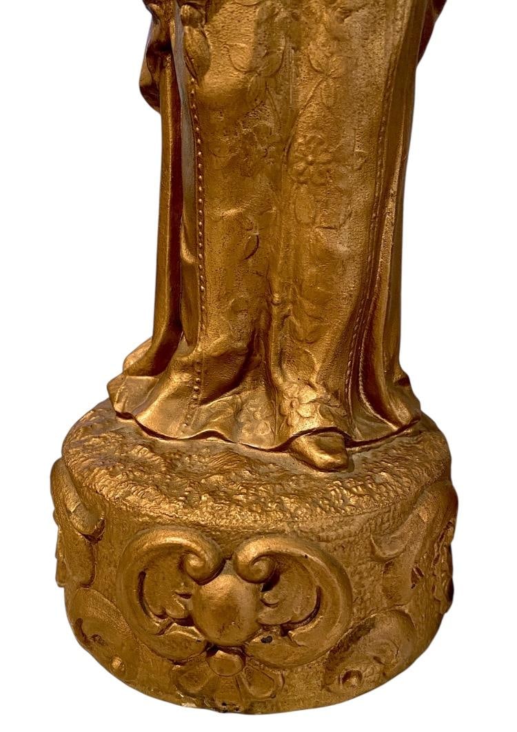 Pair of Mid Century, Marbro Lamp Co. Metal & Gold Plaster Painted Finish Woman & Man Table Lamps Wit - 6