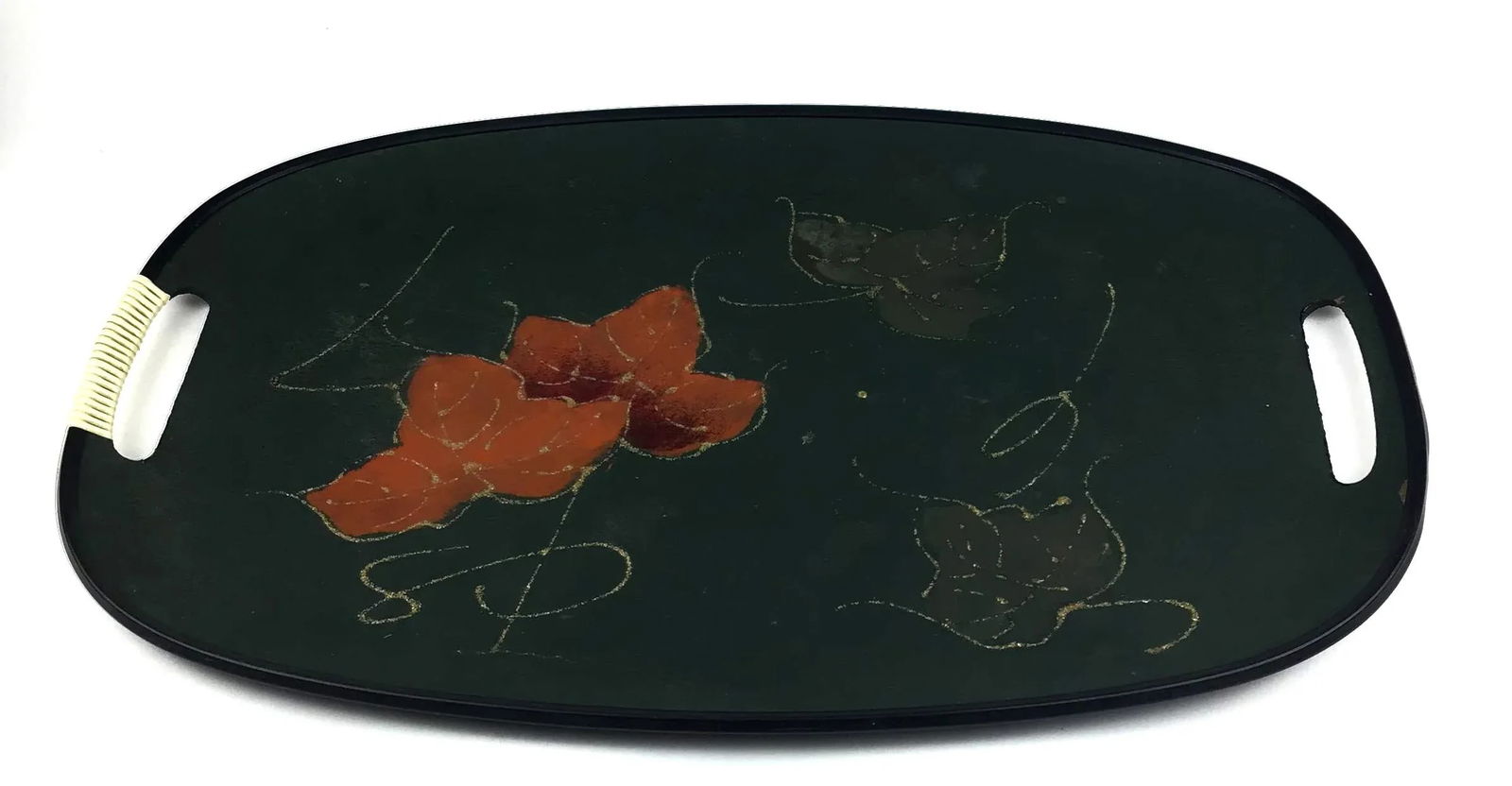 Antique Holly Decorated Hand Painted Serving Tray - 2