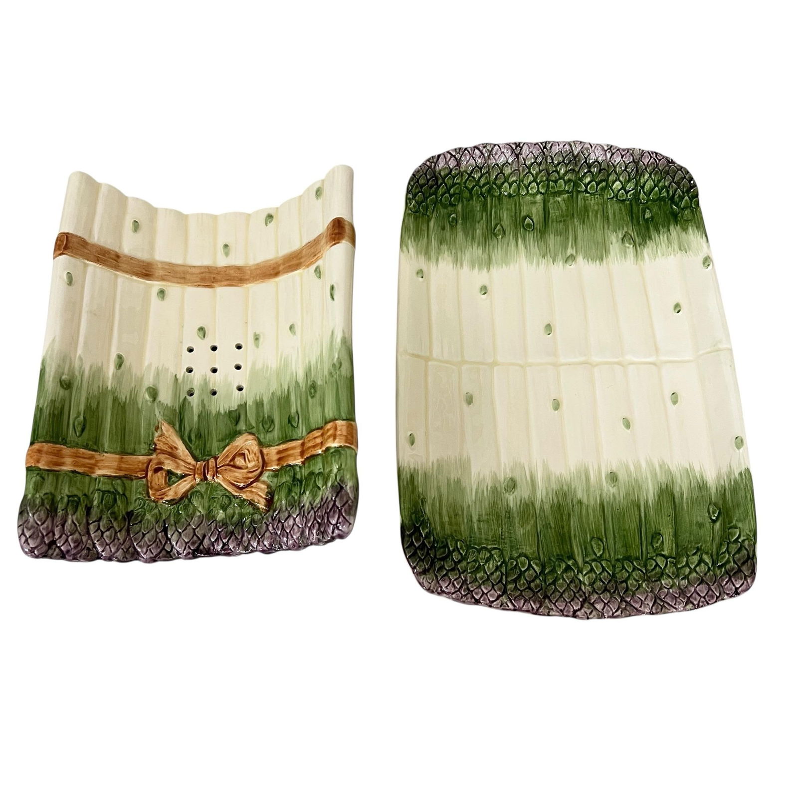 Asparagus "œThe Cultivated Garden" Pattern Cradle and Platter Serving Set by Shafford - - 4
