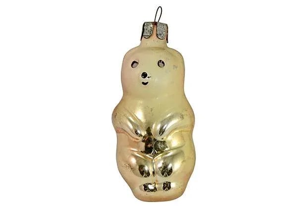 Mid-Century European Gold Bear Glass Ornament - 4