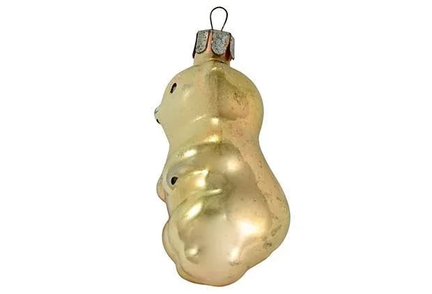 Mid-Century European Gold Bear Glass Ornament - 5