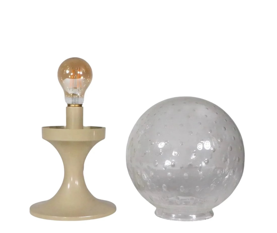 Space Age Mid Century Ball Top Table Lamp After Bill Curry C. 1970's - 2