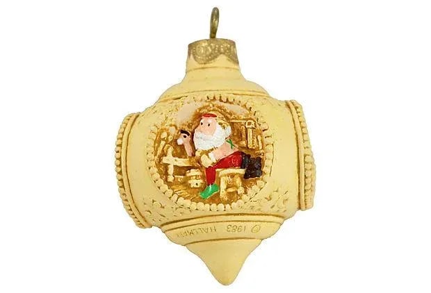 Ivory Hallmark Panel Teardrop Ornament - 3