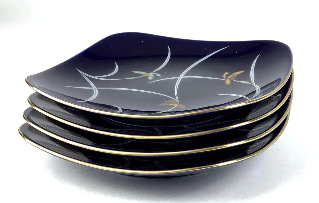 Vintage Set Trinket Plates Japan Porcelain - 4