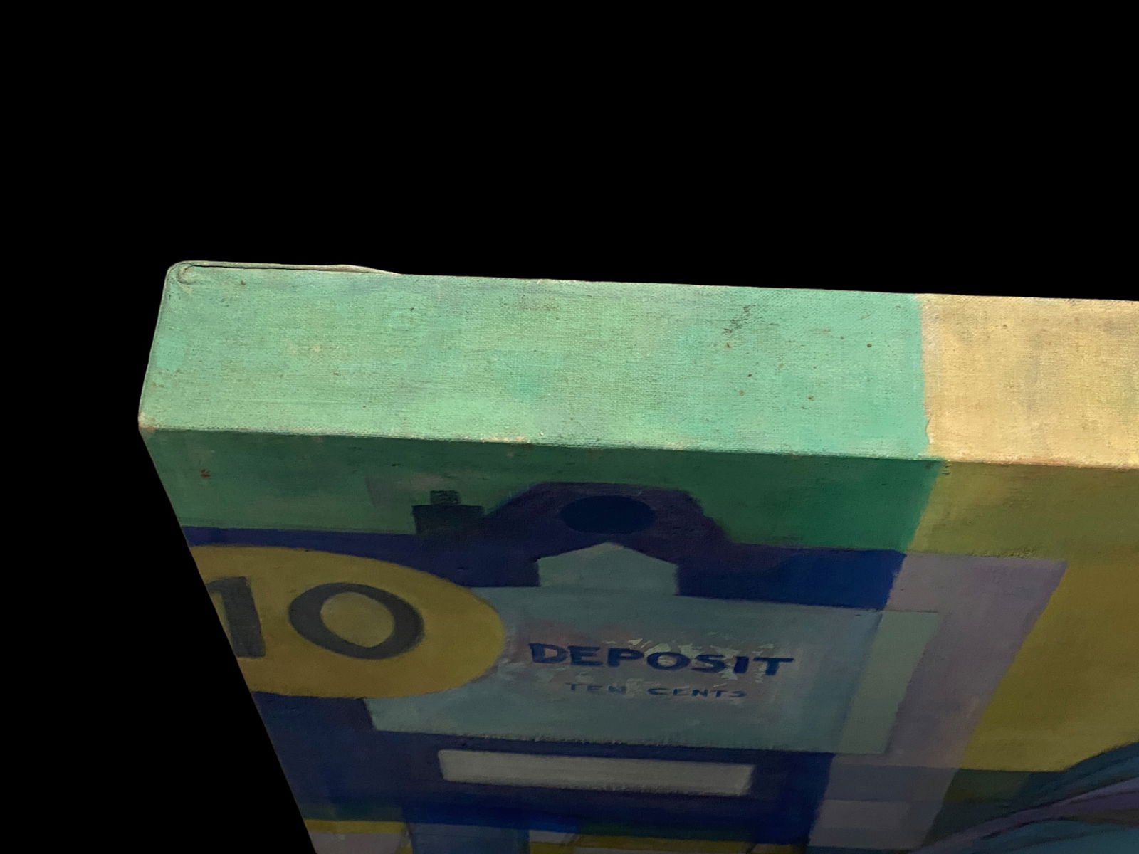 Large 1970s Bauhaus Cubist Surrealist Abstract Painting of Horses in Blues and Yellows Signed - 7