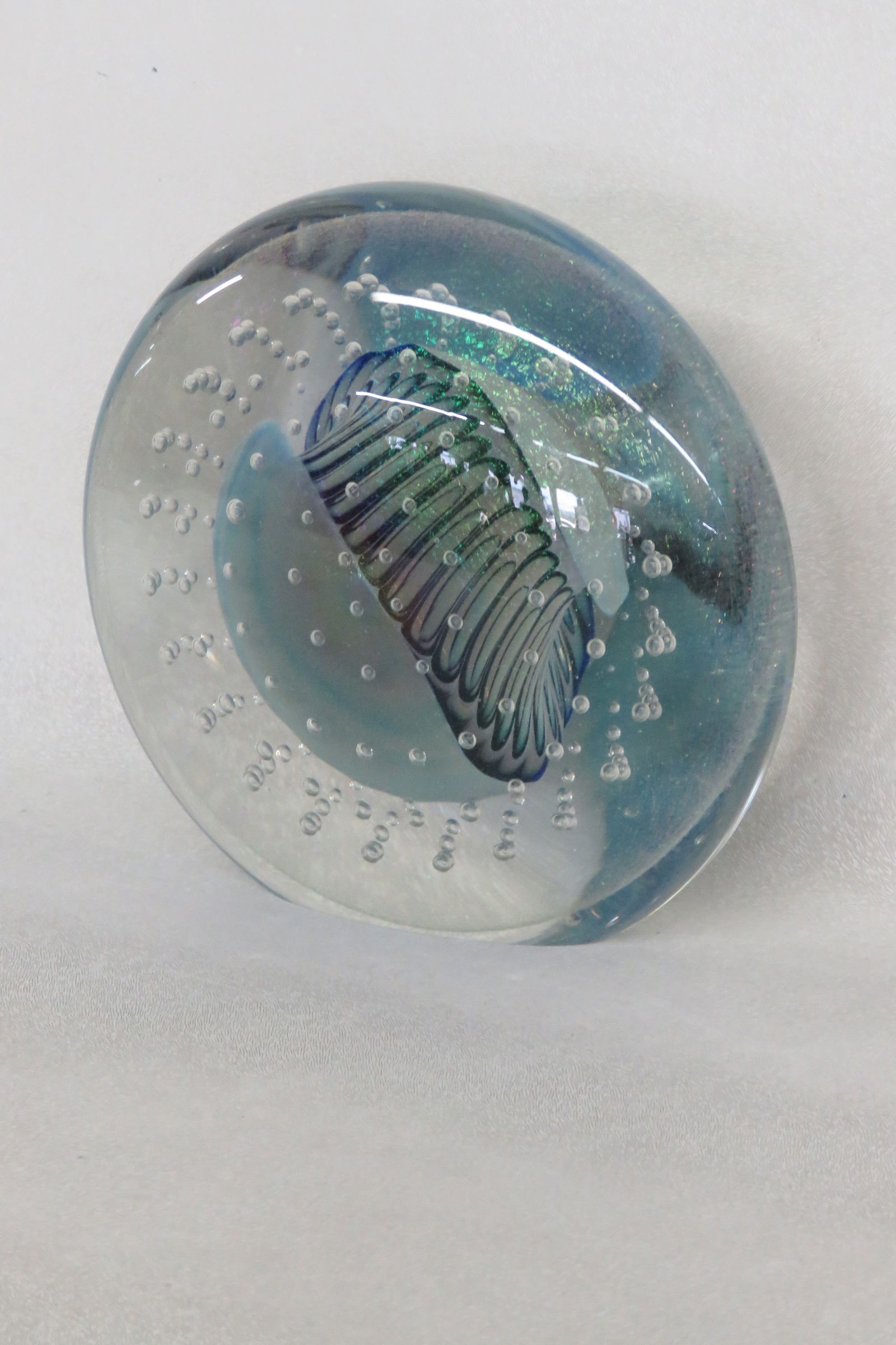 Eickholt 1987 Reptile Abstract Disc Art Glass Paper Weight Signed 4428b - 8