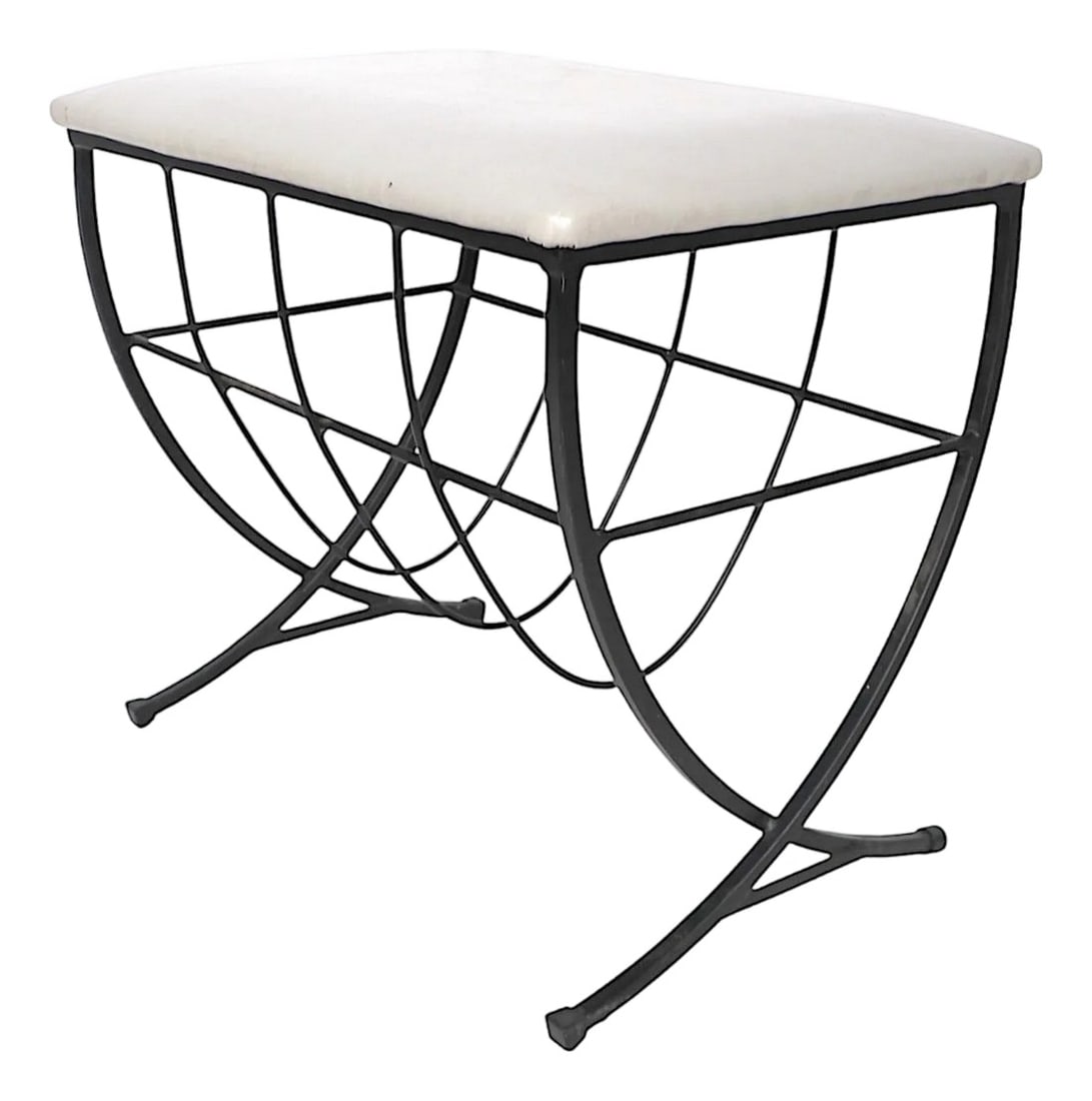 Mid 20th Century Mid Century Iron Bench With Upholstered Pad Seat (1 of 9)