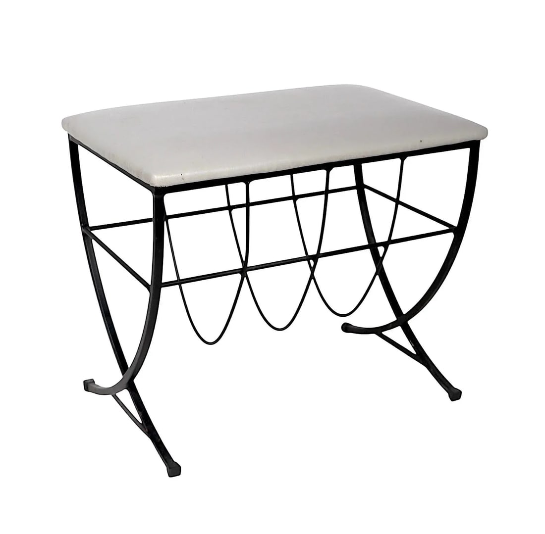 Mid 20th Century Mid Century Iron Bench With Upholstered Pad Seat - 2