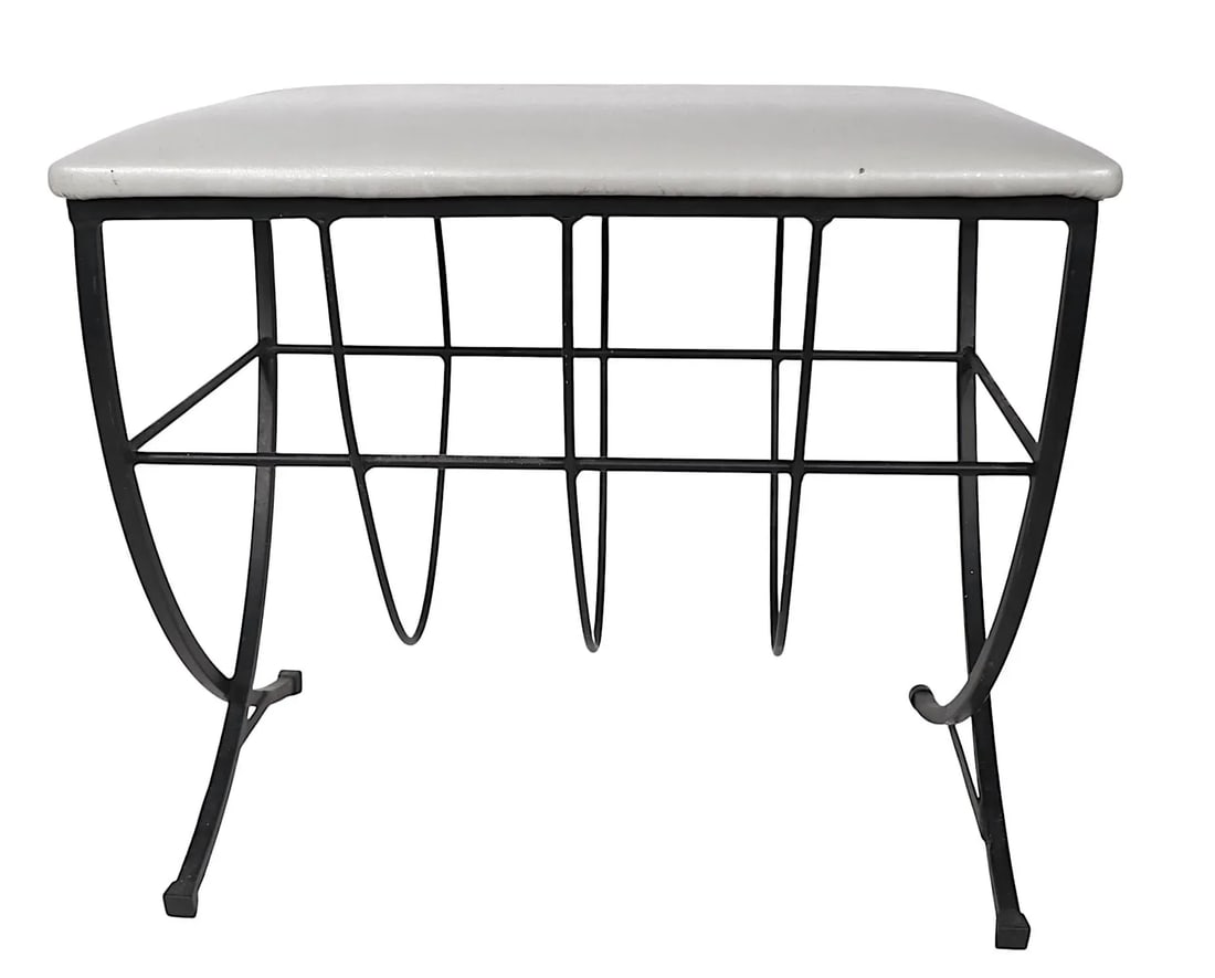 Mid 20th Century Mid Century Iron Bench With Upholstered Pad Seat - 5