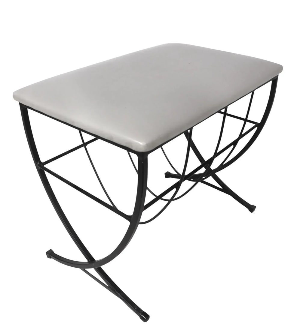 Mid 20th Century Mid Century Iron Bench With Upholstered Pad Seat - 6