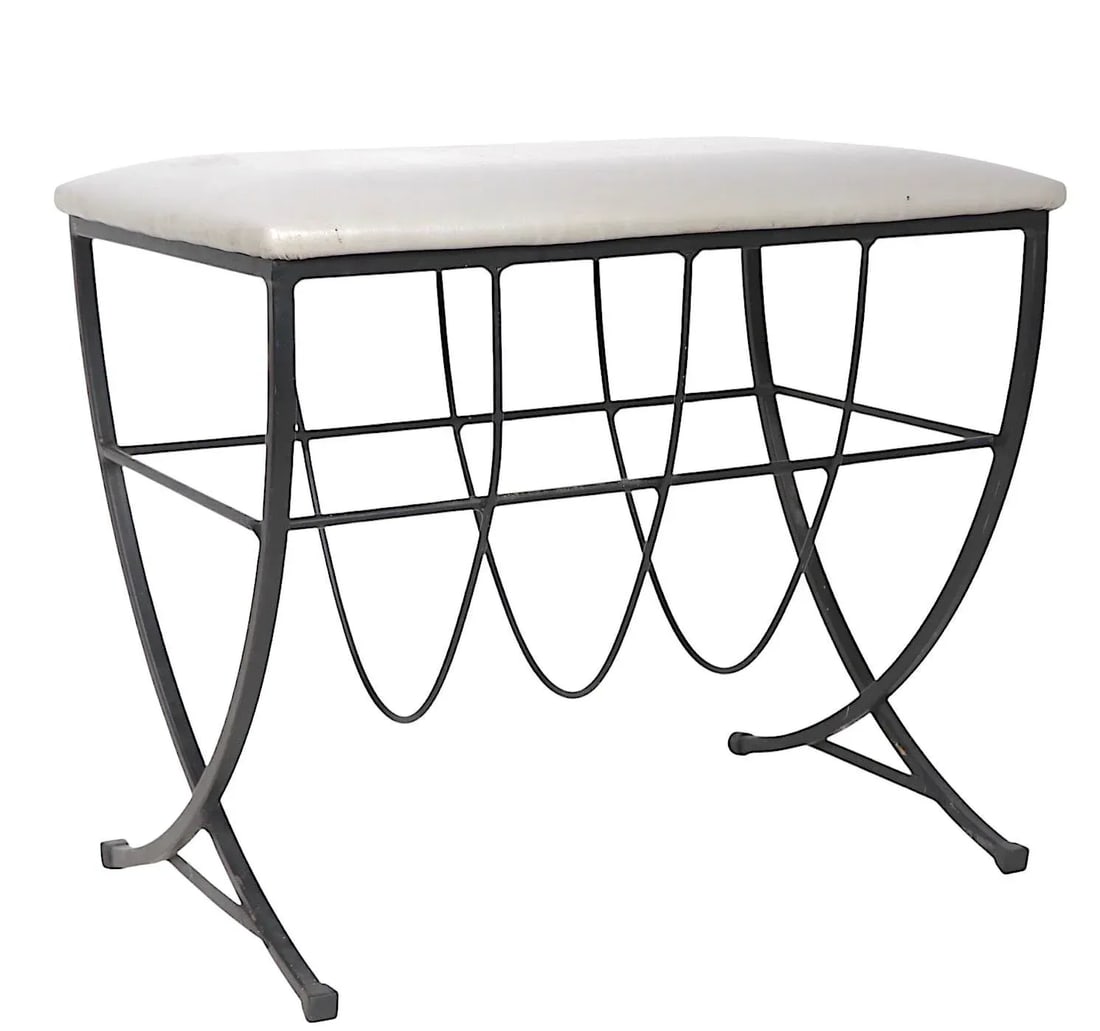 Mid 20th Century Mid Century Iron Bench With Upholstered Pad Seat - 8