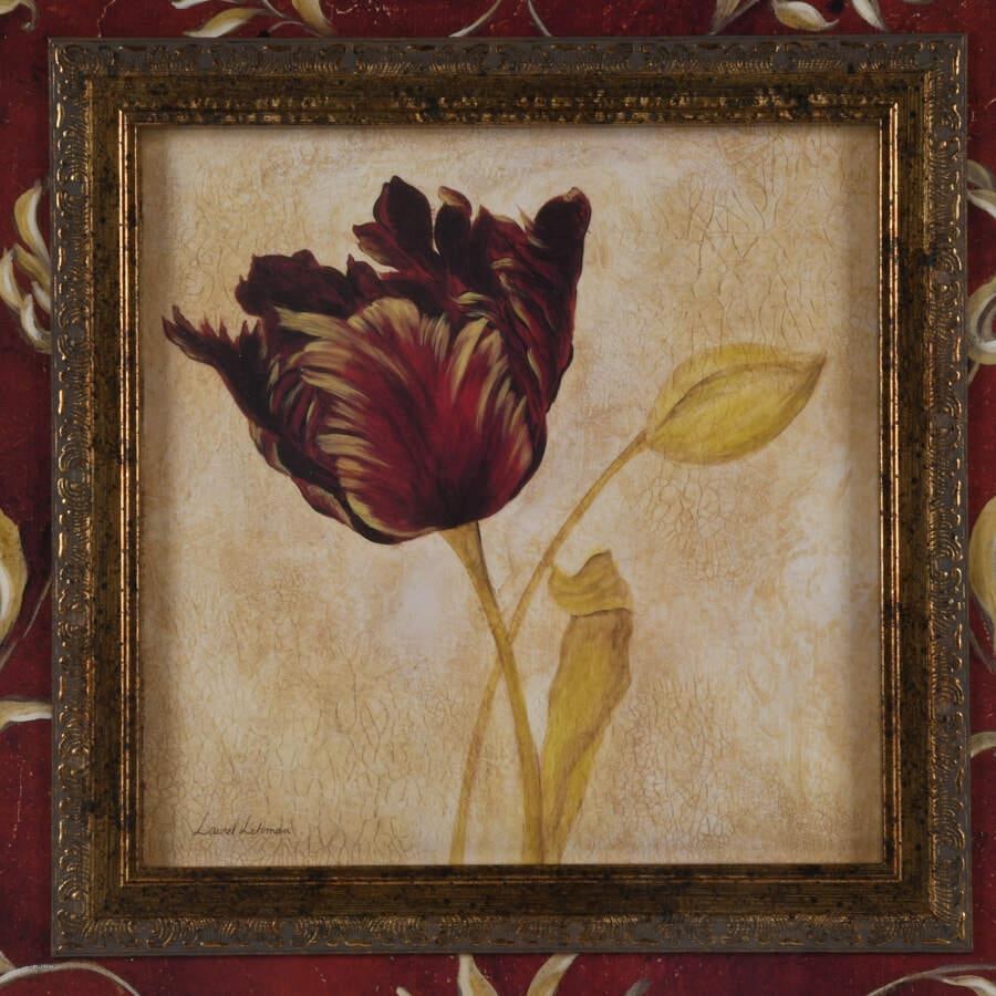 Pair of Framed Laurel Lehman Red Iris and Tulip Floral Prints - 4