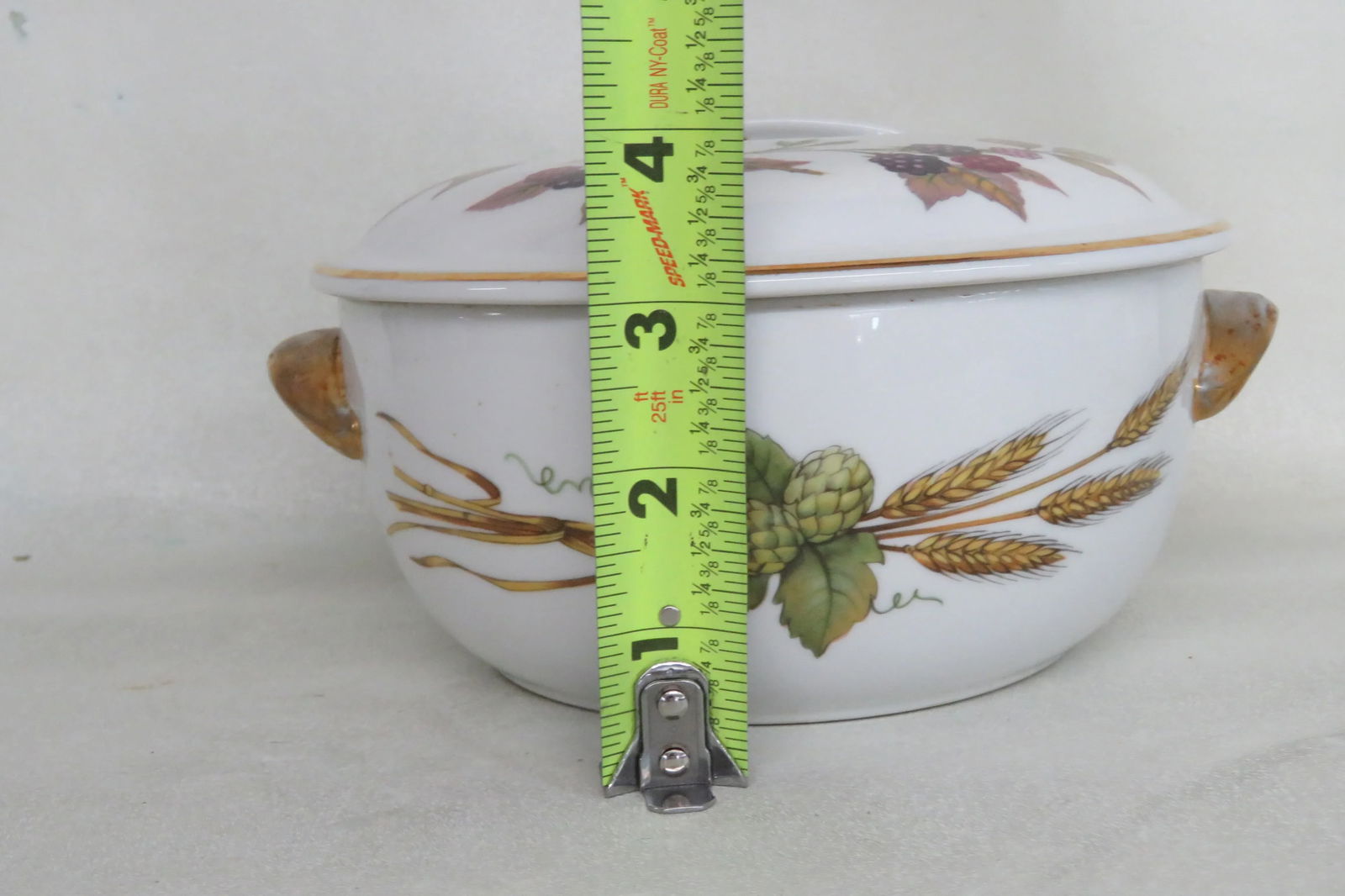 Royal Worcester Evesham Asparagus Wheat Gold Handles Porcelain Casserole With Lid 4449b - 13