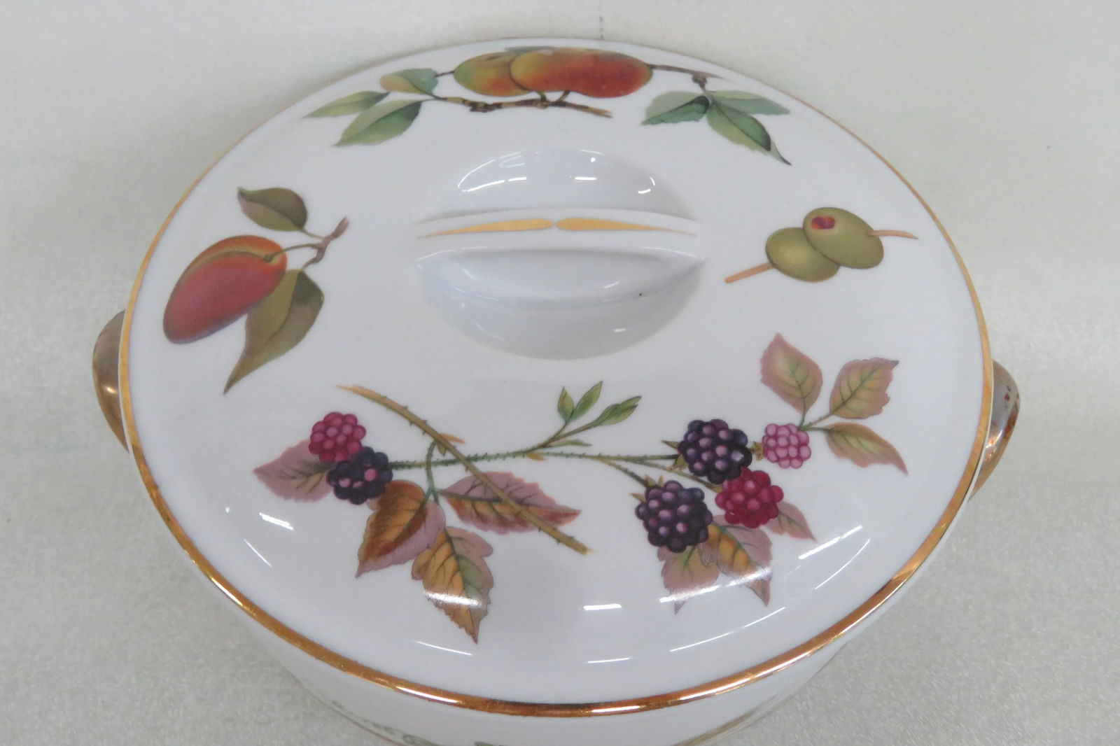 Royal Worcester Evesham Asparagus Wheat Gold Handles Porcelain Casserole With Lid 4449b - 7