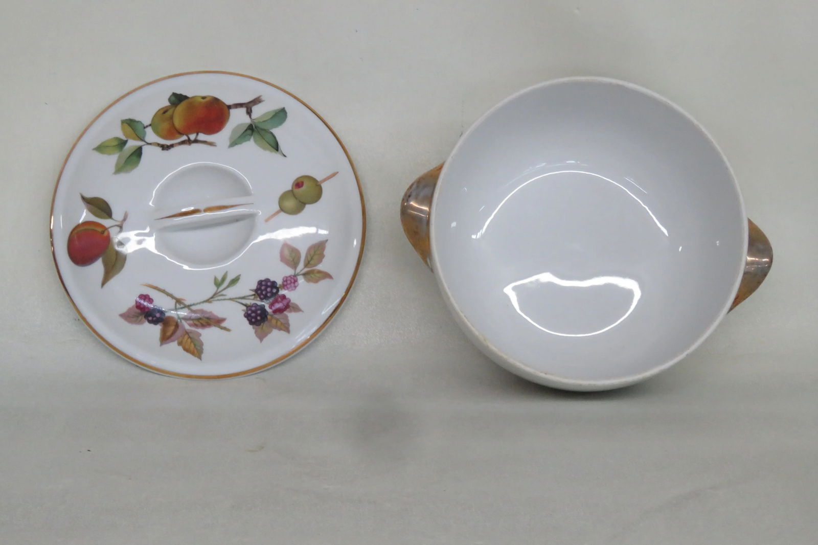 Royal Worcester Evesham Asparagus Wheat Gold Handles Porcelain Casserole With Lid 4449b - 9