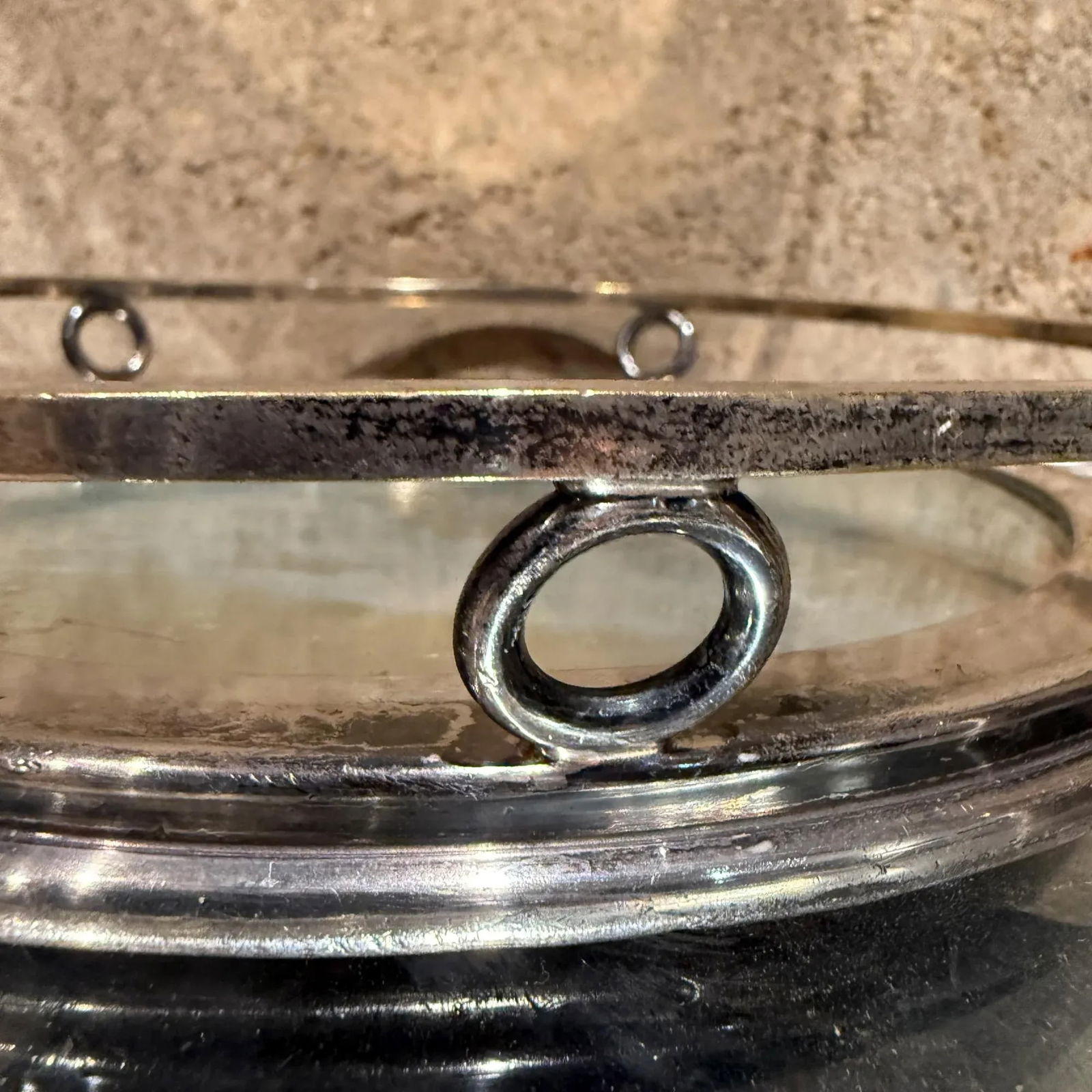 Vintage Antique Small Service Tray With Mirror - 2