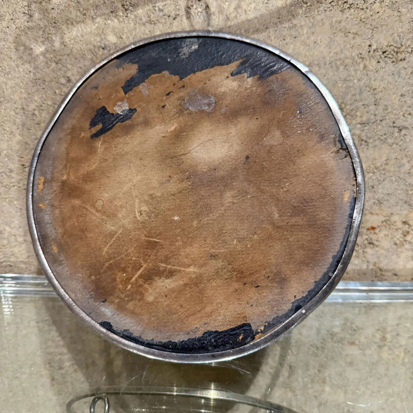 Vintage Antique Small Service Tray With Mirror - 8