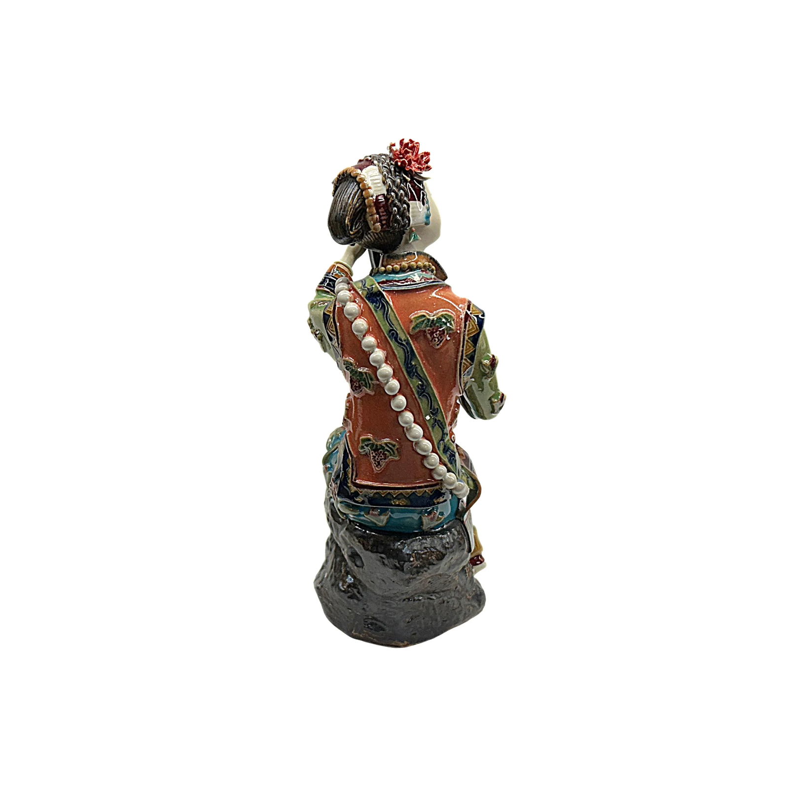 Chinese Porcelain Qing Style Dressing Playing Pipa Lady Figure - 5