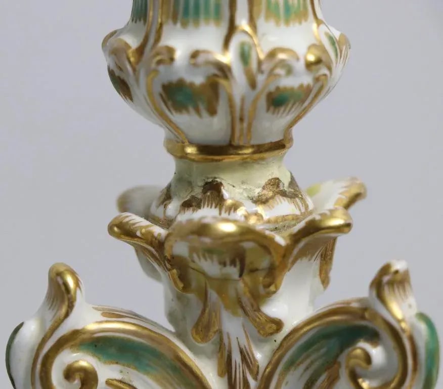 Pr. Porcelain Candlestick Boudoir Lamps Poss. Dresden or Meissen - 10