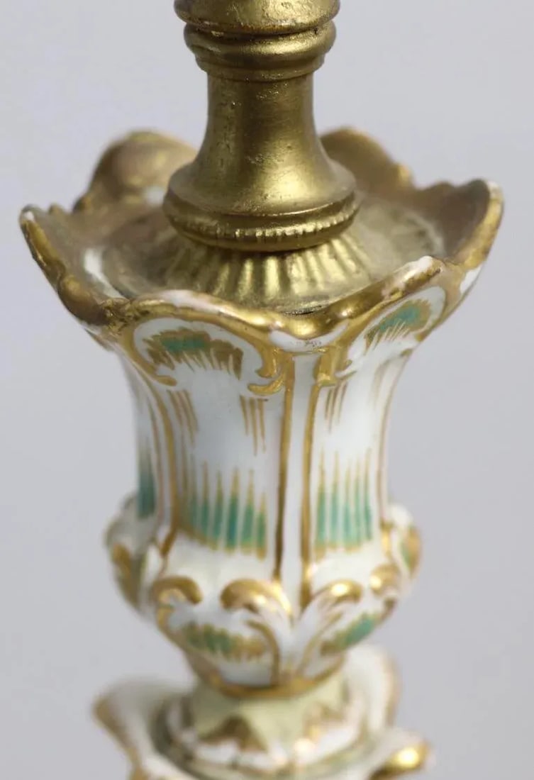 Pr. Porcelain Candlestick Boudoir Lamps Poss. Dresden or Meissen - 3