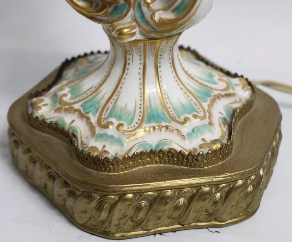 Pr. Porcelain Candlestick Boudoir Lamps Poss. Dresden or Meissen - 6