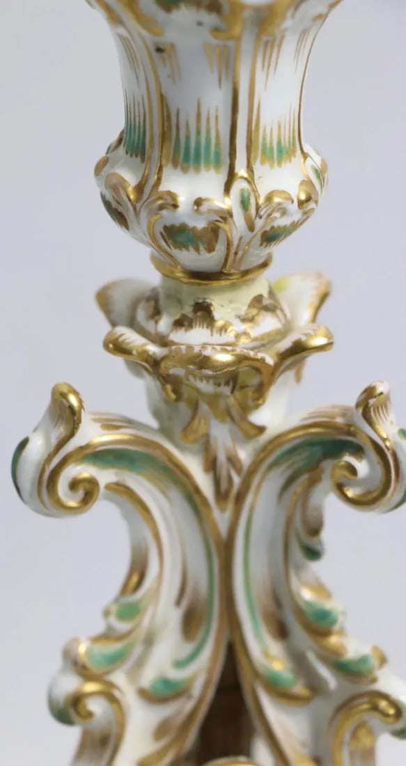 Pr. Porcelain Candlestick Boudoir Lamps Poss. Dresden or Meissen - 9