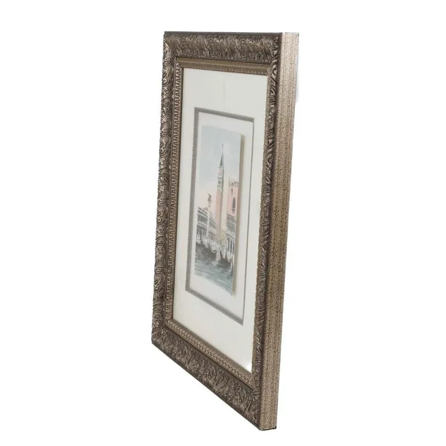 Framed Watercolor of Venice Italy - 4