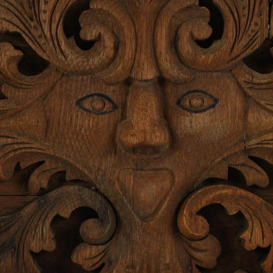 Antique 19th-Century Oak Wooden Carved Architectural Bacchus Relief Panel - 3