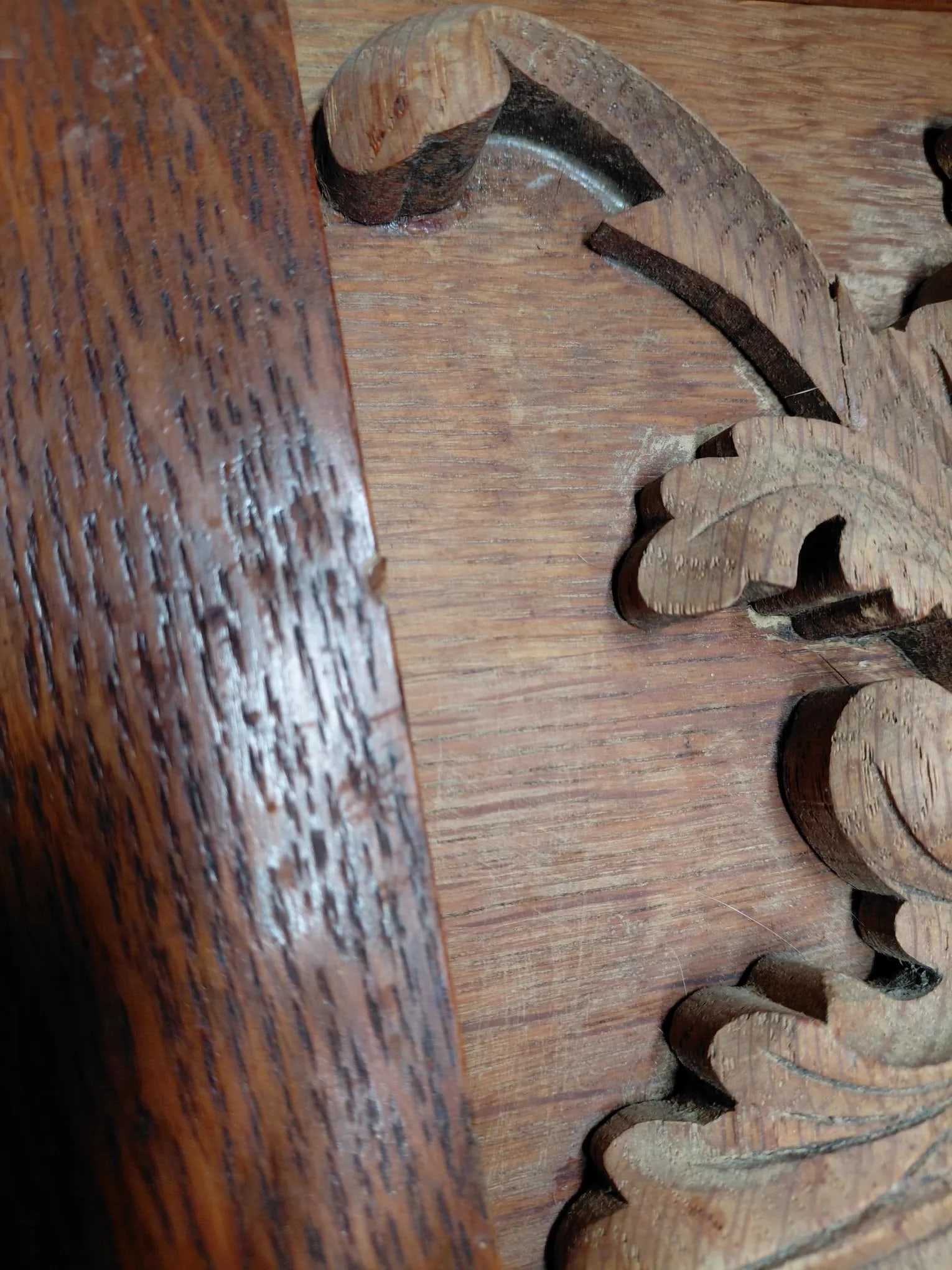 Antique 19th-Century Oak Wooden Carved Architectural Bacchus Relief Panel - 7