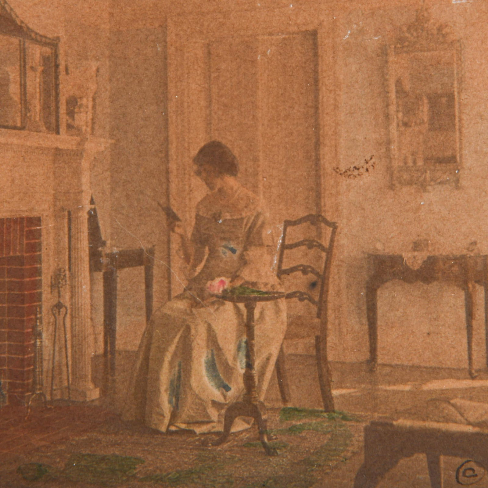 Framed Signed Wallace Nutting Hand-Colored Print - 3