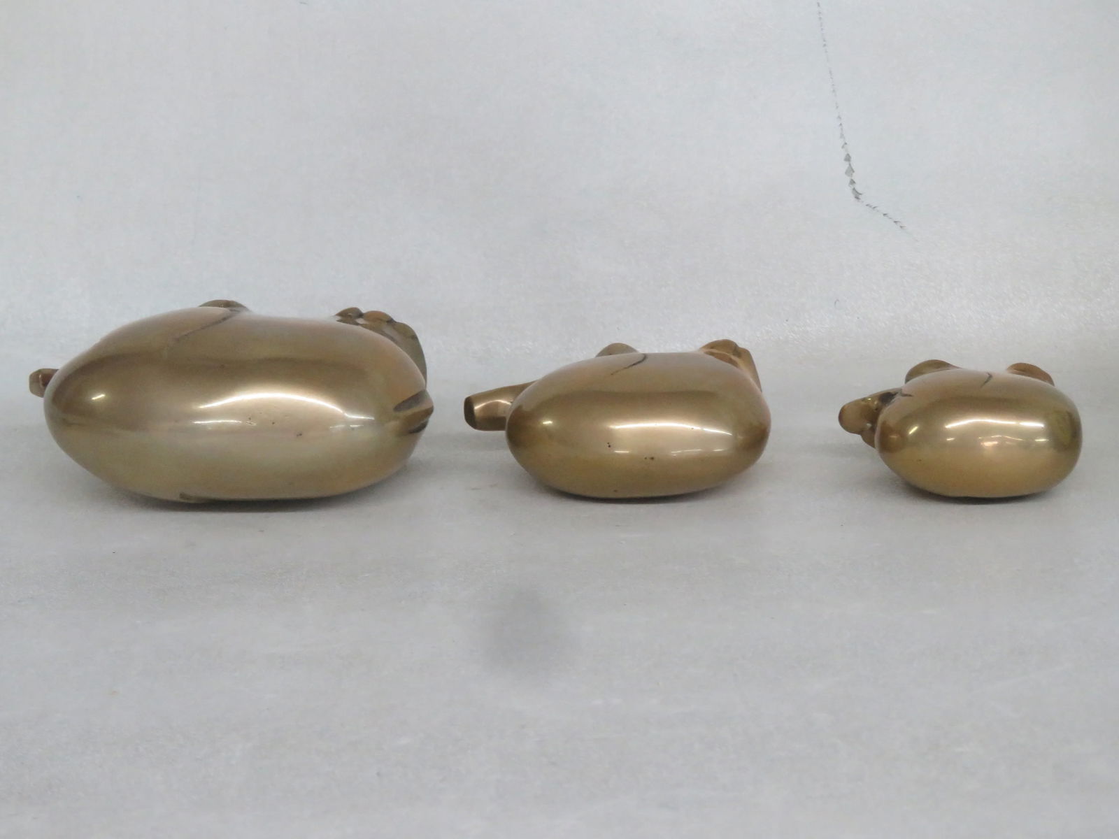 Set of 3 Brass Elephants Figurine Sculpture Animal Statue 4485b - 12