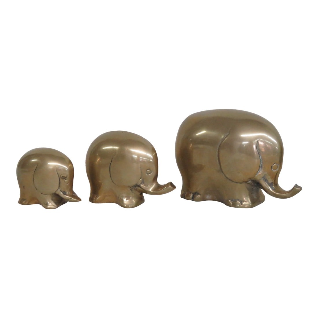 Set of 3 Brass Elephants Figurine Sculpture Animal Statue 4485b (1 of 13)