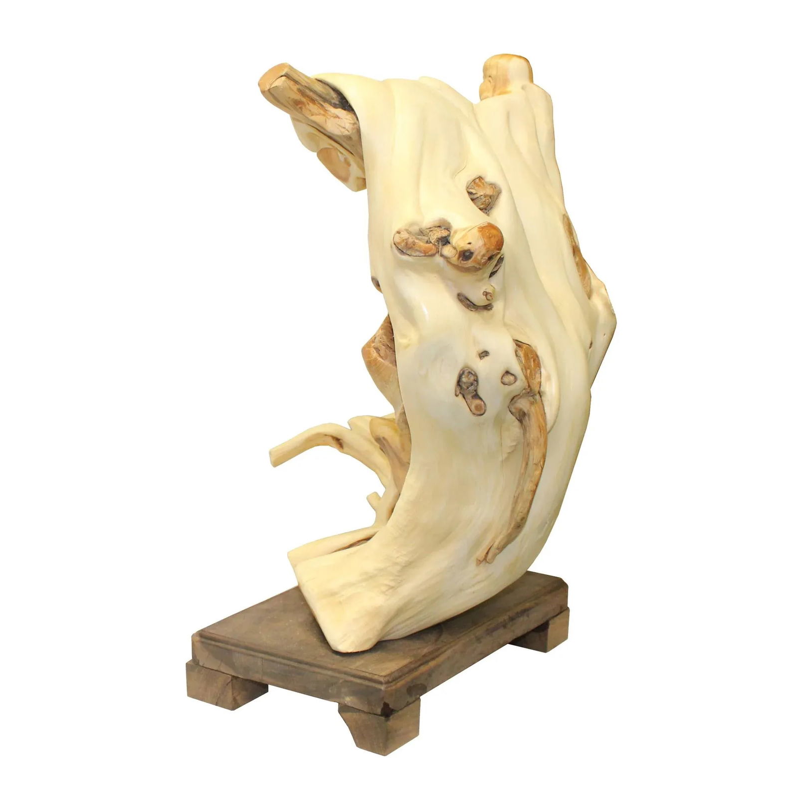 Chinese Cypress Wood Carved Irregular Shape Happy Buddha Statue - 6